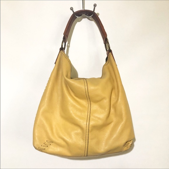 mustard yellow leather purse
